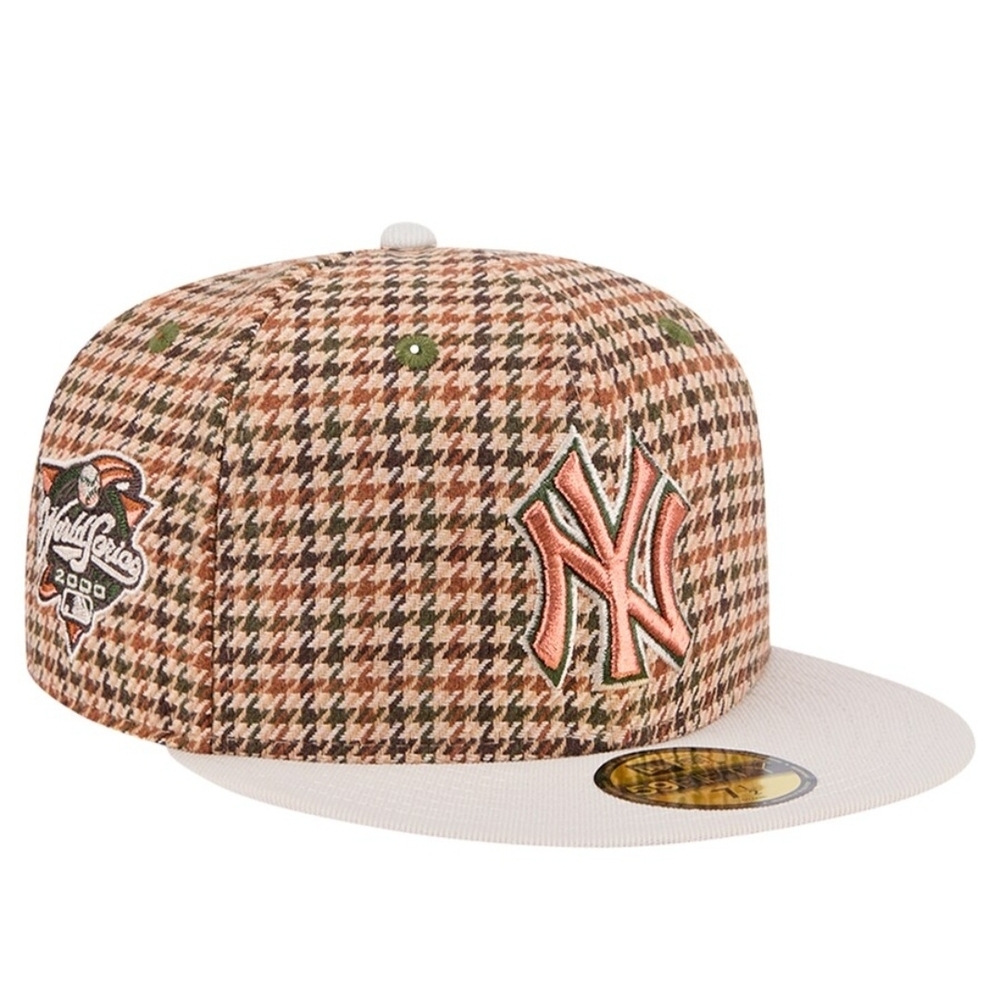 NBA New York Yankees Houndstooth Cap in Brown and White